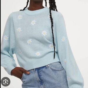 H&M Light Blue Embroidered Sweater